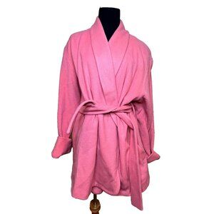 VTG Apart Pink Wool Blend Wrap Coat SZ XL Belted Lined Made in USA Spring Girly